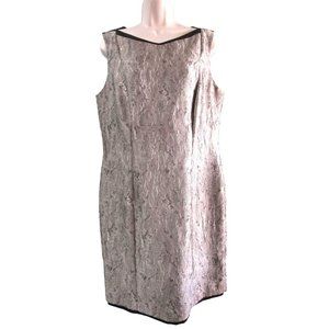 Antonio Melani Gold Texture Black Accent Detailed Neckline Sheath Dress  12 EUC